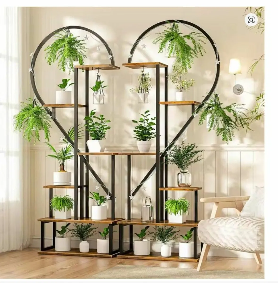 2x Half-Heart Plant Stand Metal Flower Display Rac - Image 4