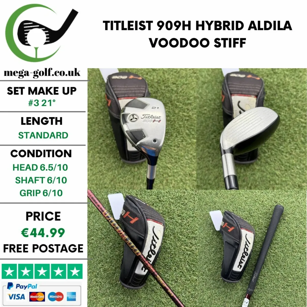 TITLEIST 909H HYBRID / #3 21° /ALDILA VOODOO STIFF - Image 1