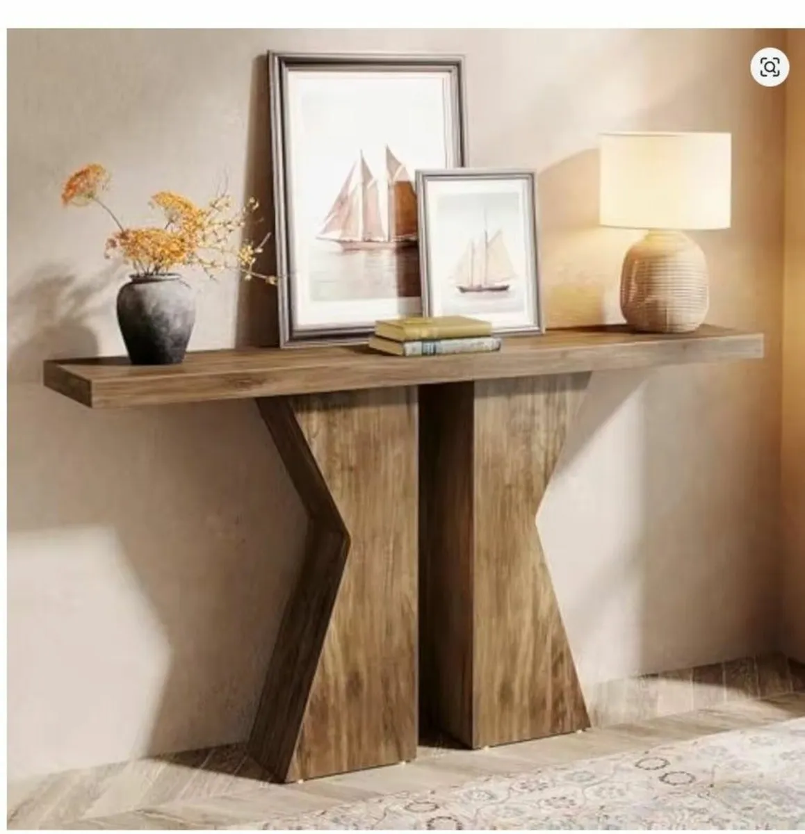 Farmhouse Entryway Console Table – Rustic Brown Wo - Image 1