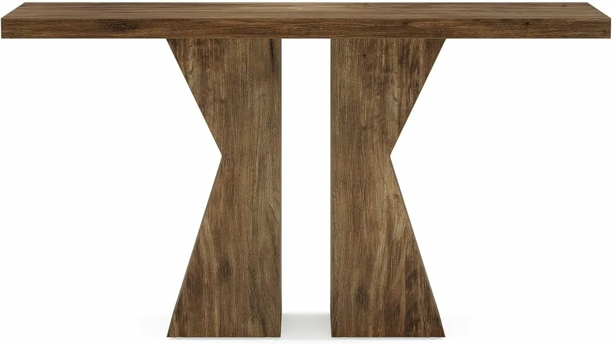 Farmhouse Entryway Console Table – Rustic Brown Wo - Image 2