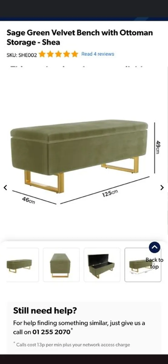 Sage green velvet ottoman - Image 2