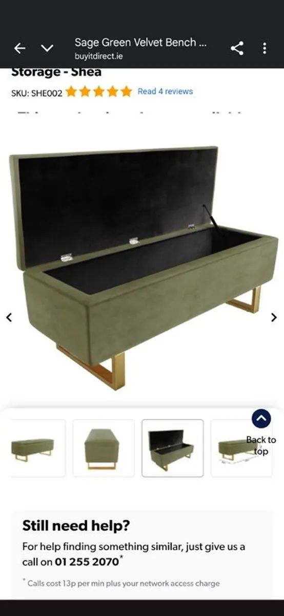 Sage green velvet ottoman - Image 3