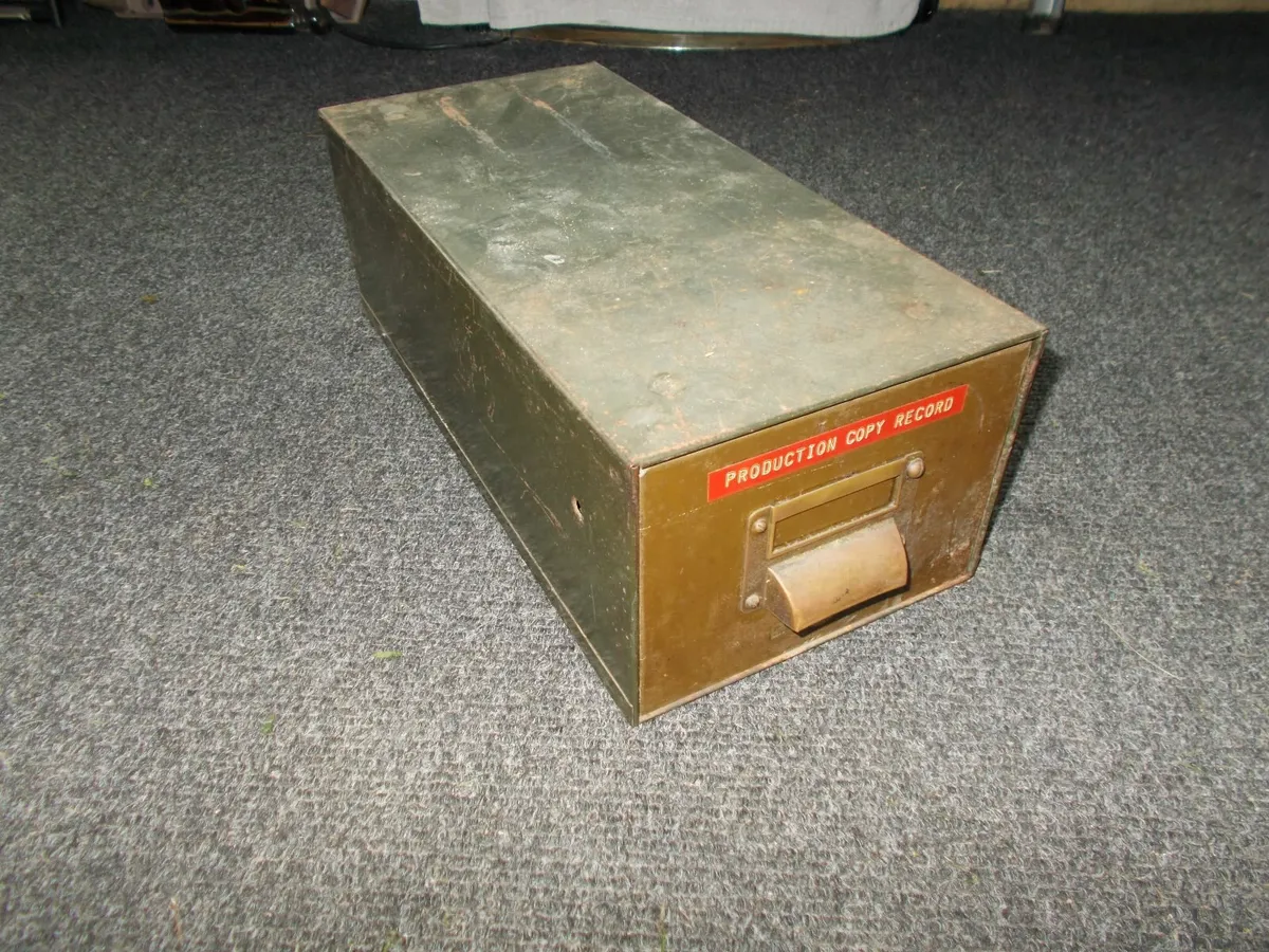 1960's Metal Index Card Filing Cabinet - Image 1