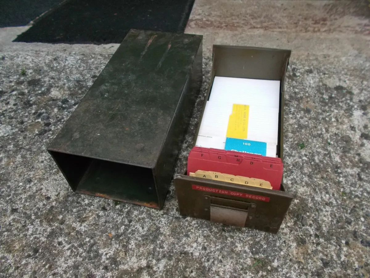 1960's Metal Index Card Filing Cabinet - Image 4