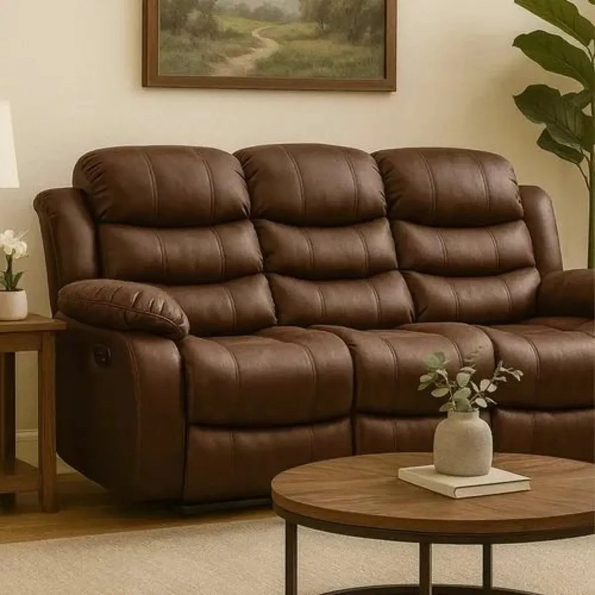 3 Seater PU Leather Recliner Sofa , Waterproof. - Image 1