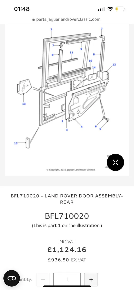 Land Rover Defender 110 / 130 Second Row Door RHS - Image 1