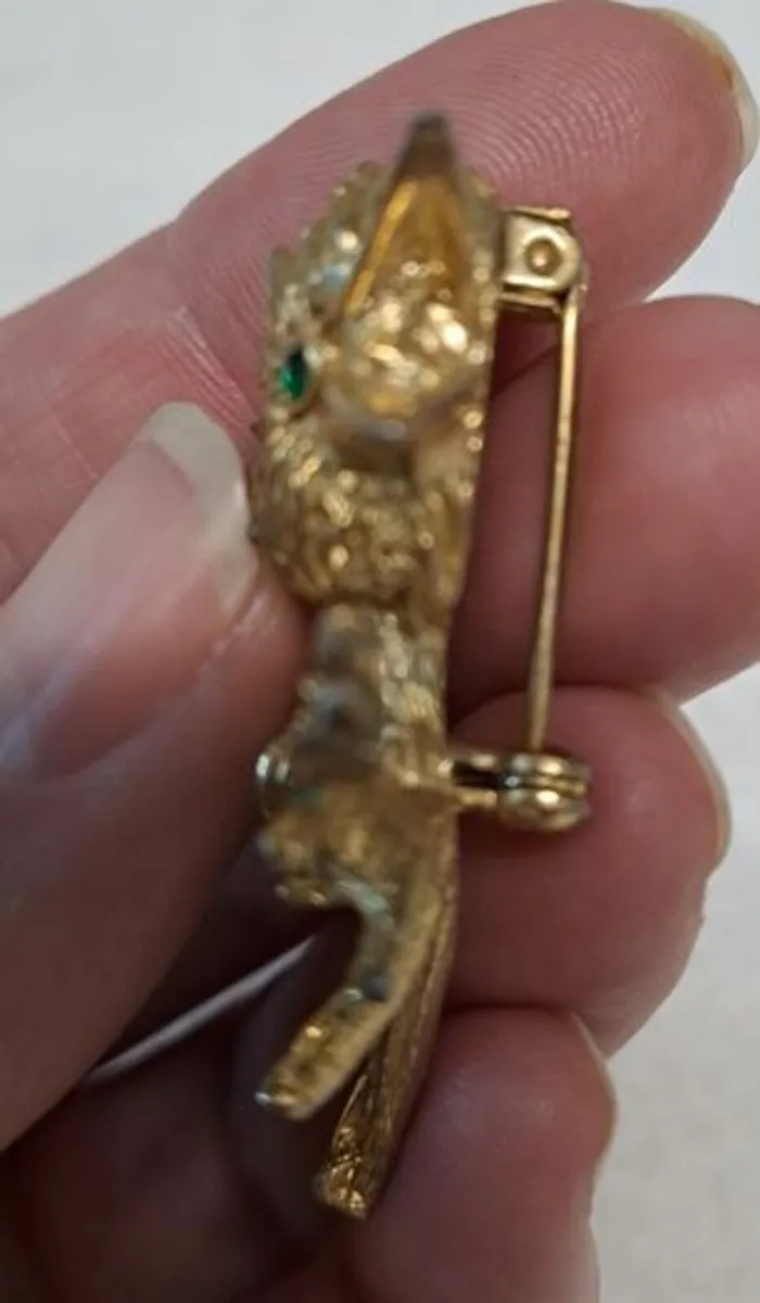 Vintage brooch bird on branch - Image 2
