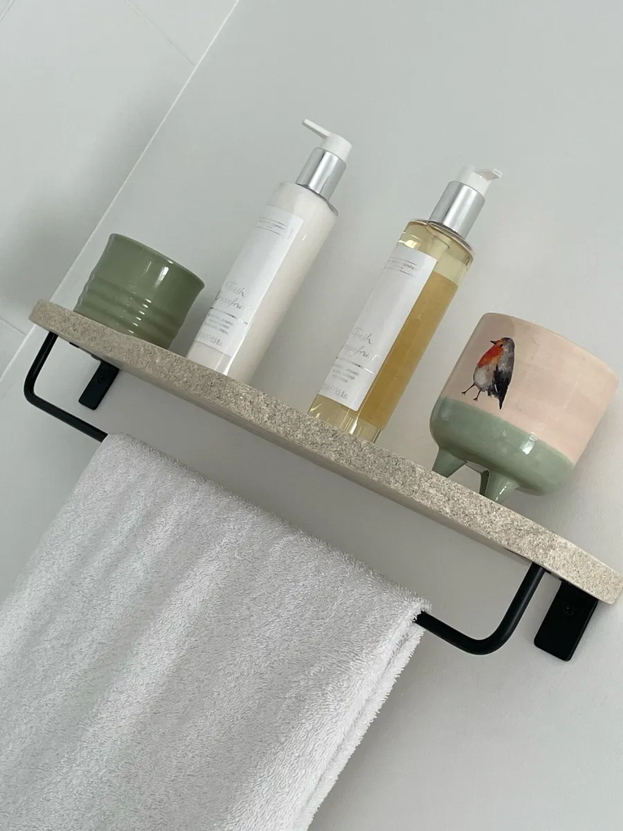 Stone shelves with black rail x 2 - Image 2