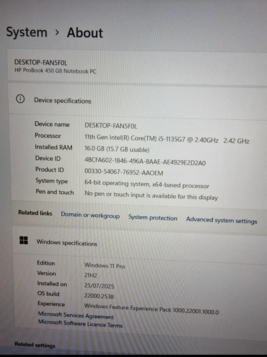 Hp laptop 16gb RAM ssd - Image 1