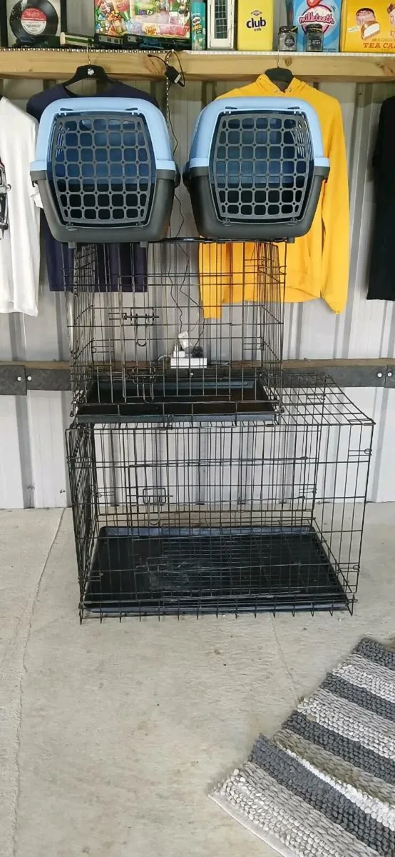 Dog Crate & 2 Pet Carrier Boxes Heat Lamp - Image 1