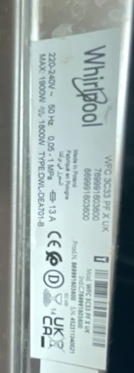 Whirlpool powerclean  brushed steel dishwasher - Image 4