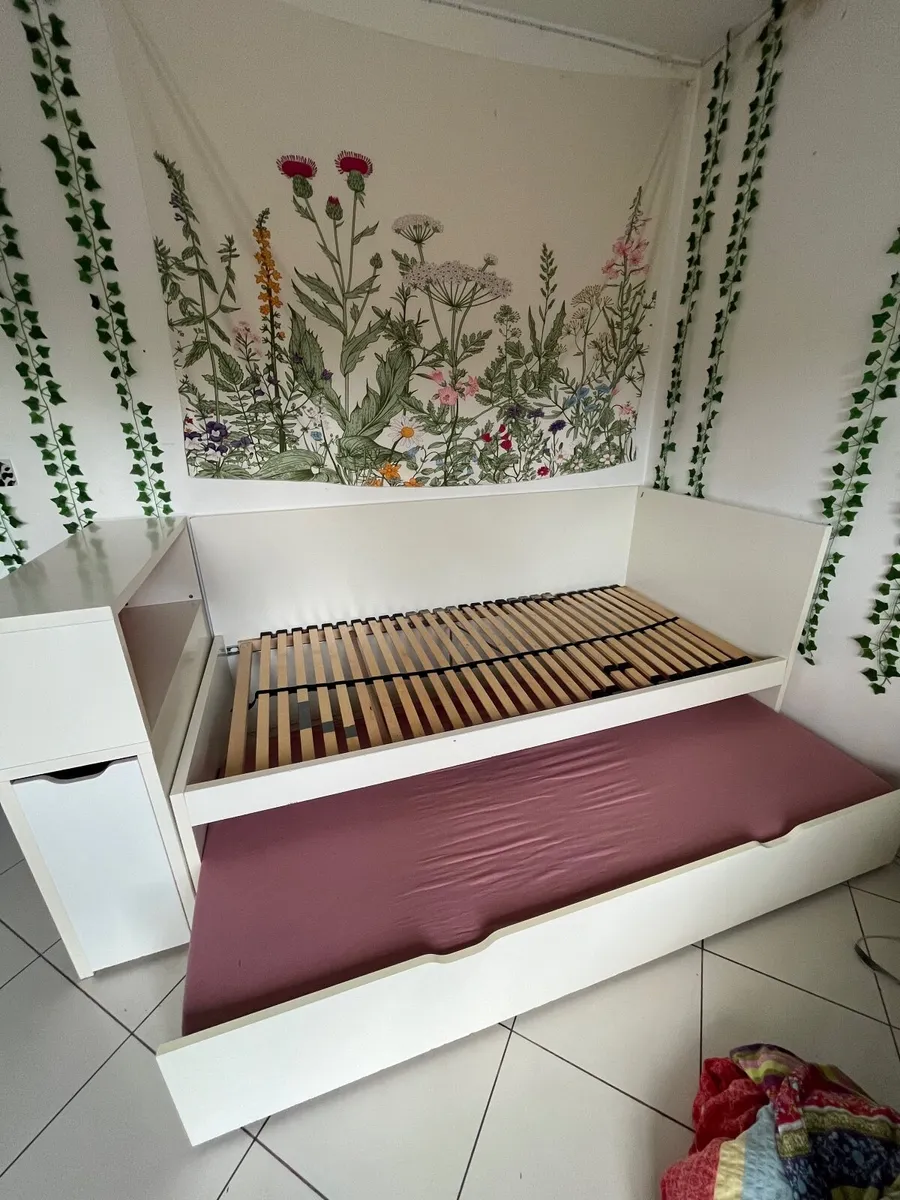 Single Bed Frame with Pull-Out Bed and Storage - Image 1