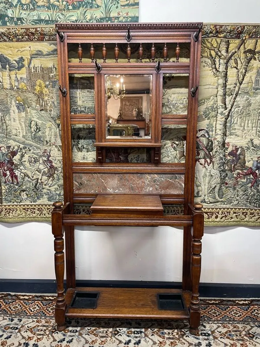 Antique Victorian Hall Stand with Mirror - Image 1