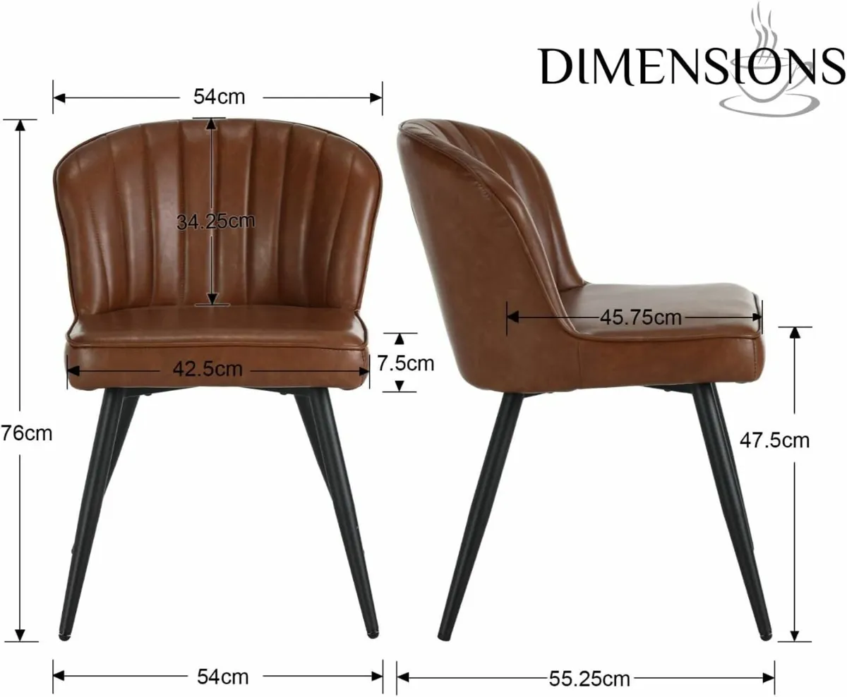 Set of 2 Dining Chairs with Quilted Back PU Leathe - Image 4