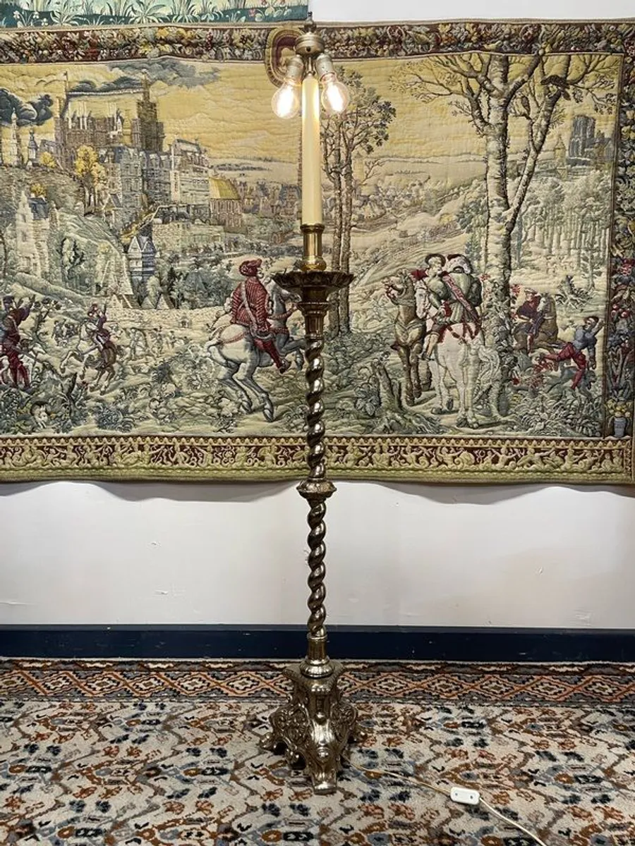 Vintage Ornate Brass Floor Lamp - Image 1