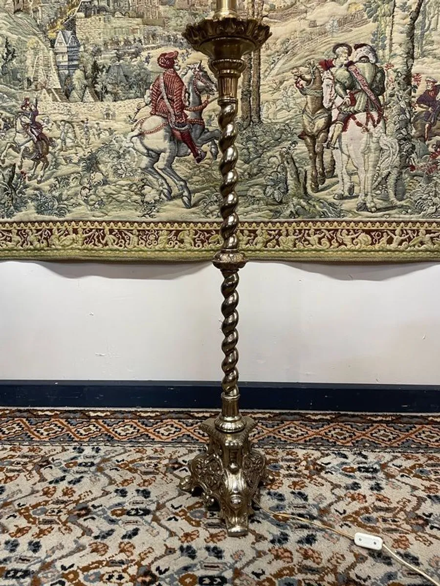 Vintage Ornate Brass Floor Lamp - Image 2