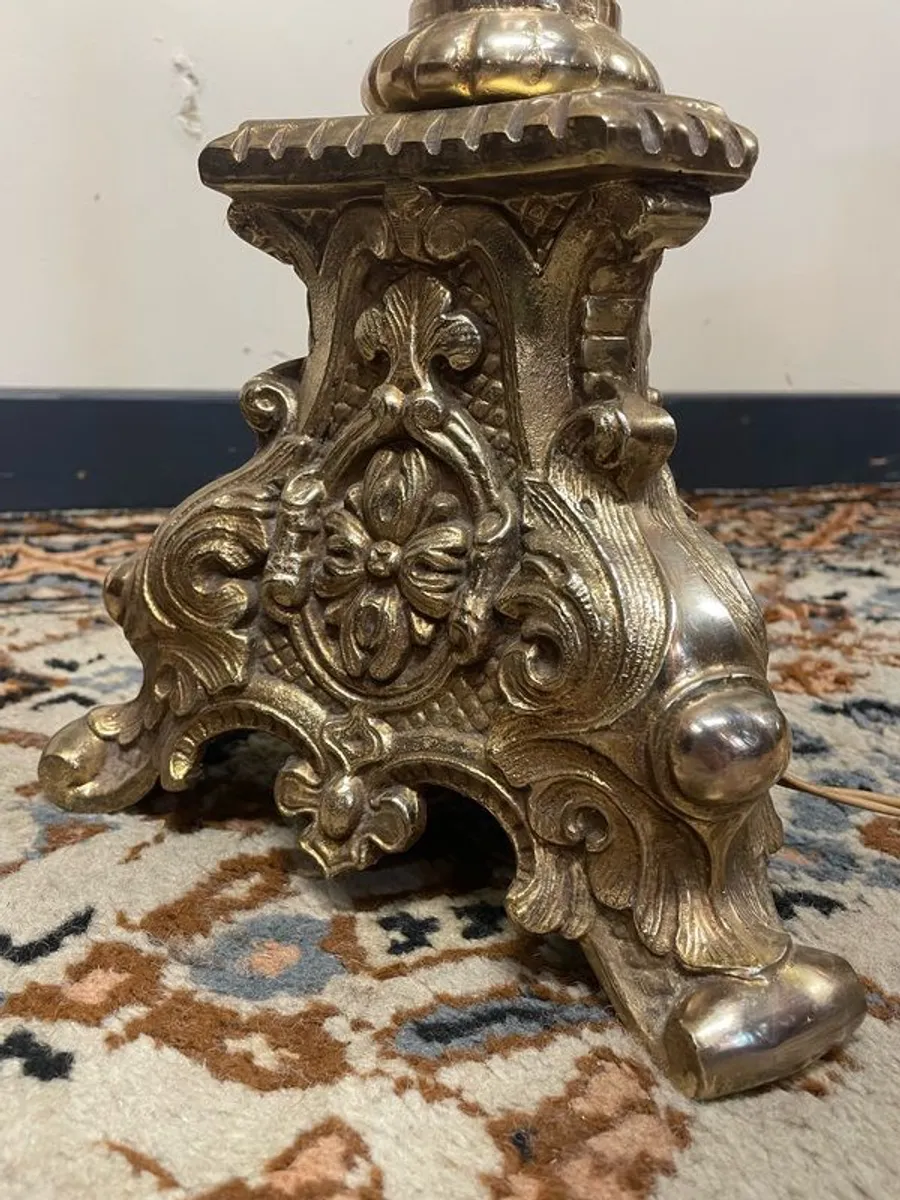 Vintage Ornate Brass Floor Lamp - Image 3