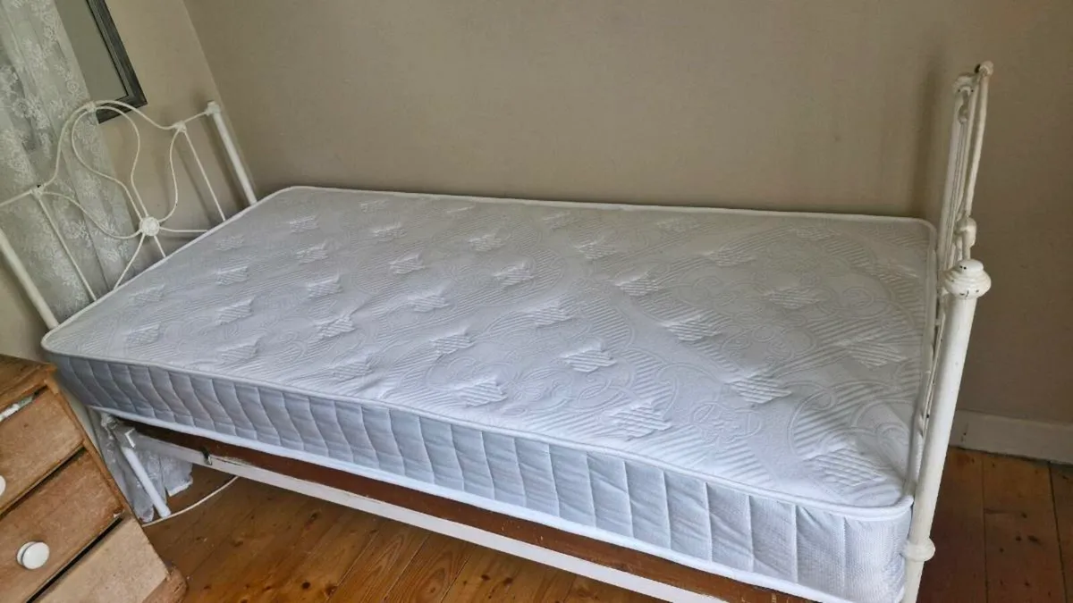 Victorian Cast Iron Bed and Mattress - Image 1