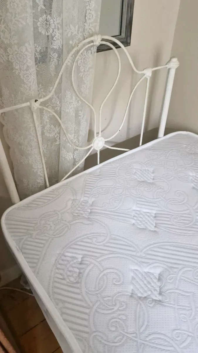 Victorian Cast Iron Bed and Mattress - Image 2