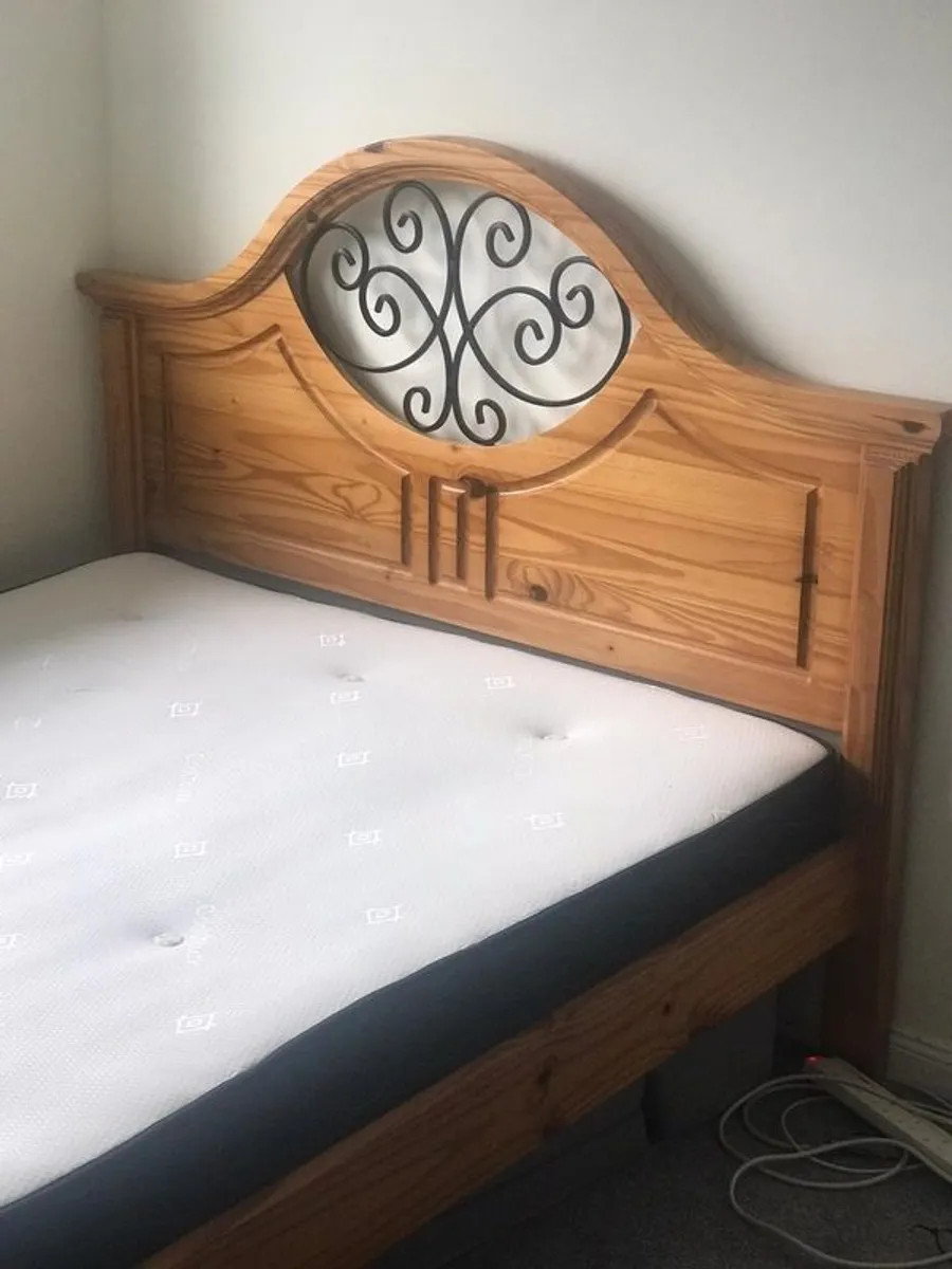King size bed frame and mattress - Image 1