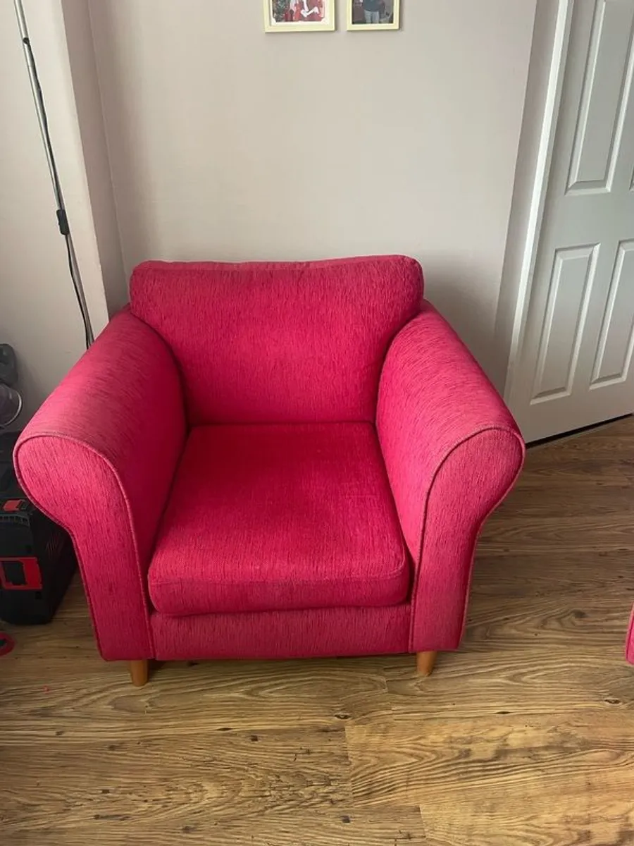 DFS 3 Seater Sofa with Armchair & Stool - Image 1