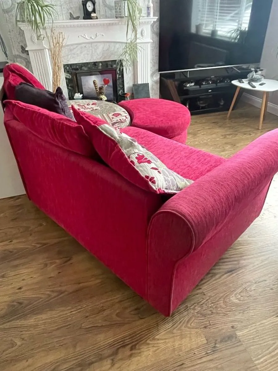 DFS 3 Seater Sofa with Armchair & Stool - Image 4