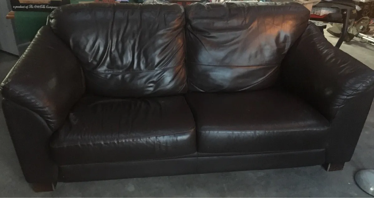 Brown Leather Sofa - Image 1
