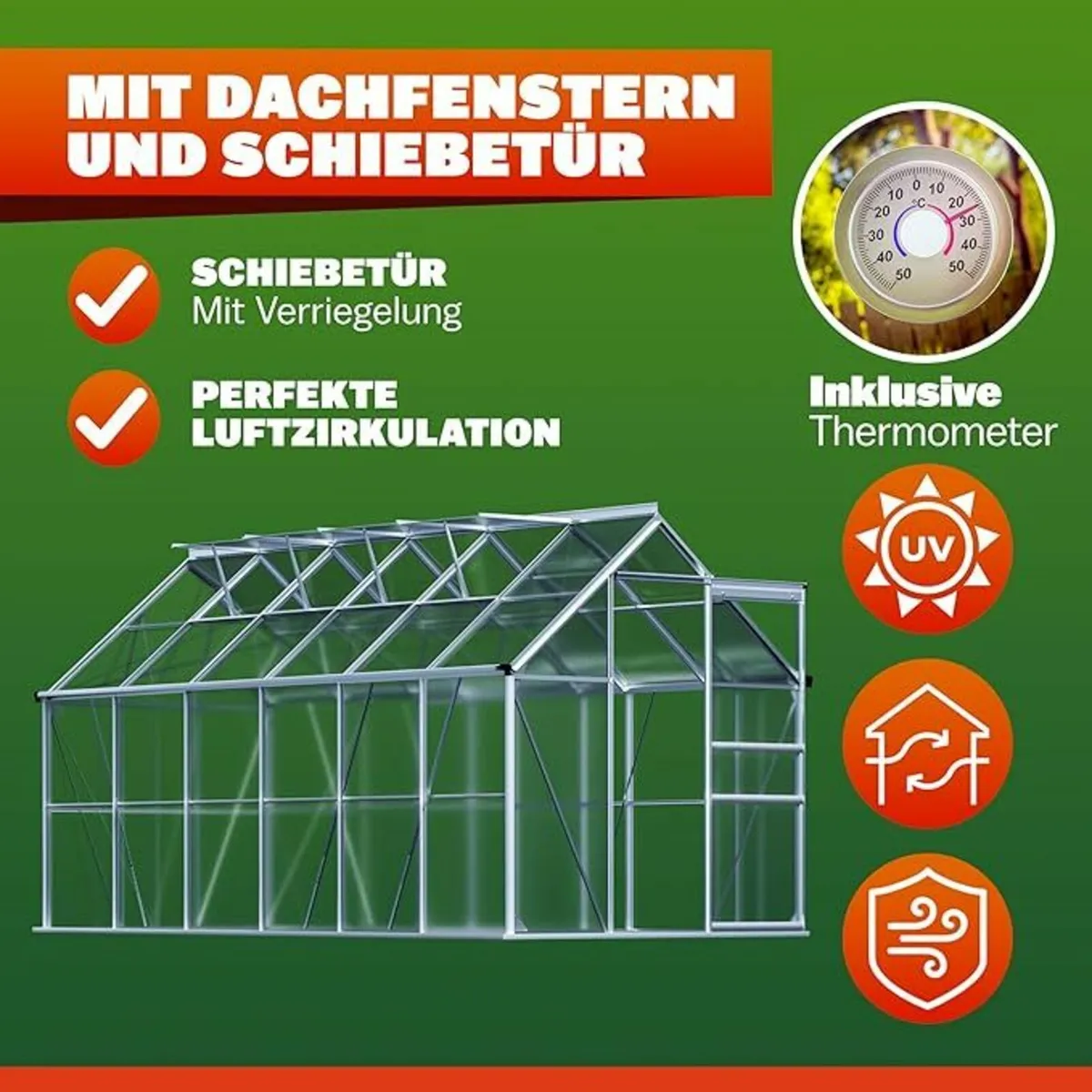 Aluminium Greenhouse XL 7.2 m with or without meta - Image 4