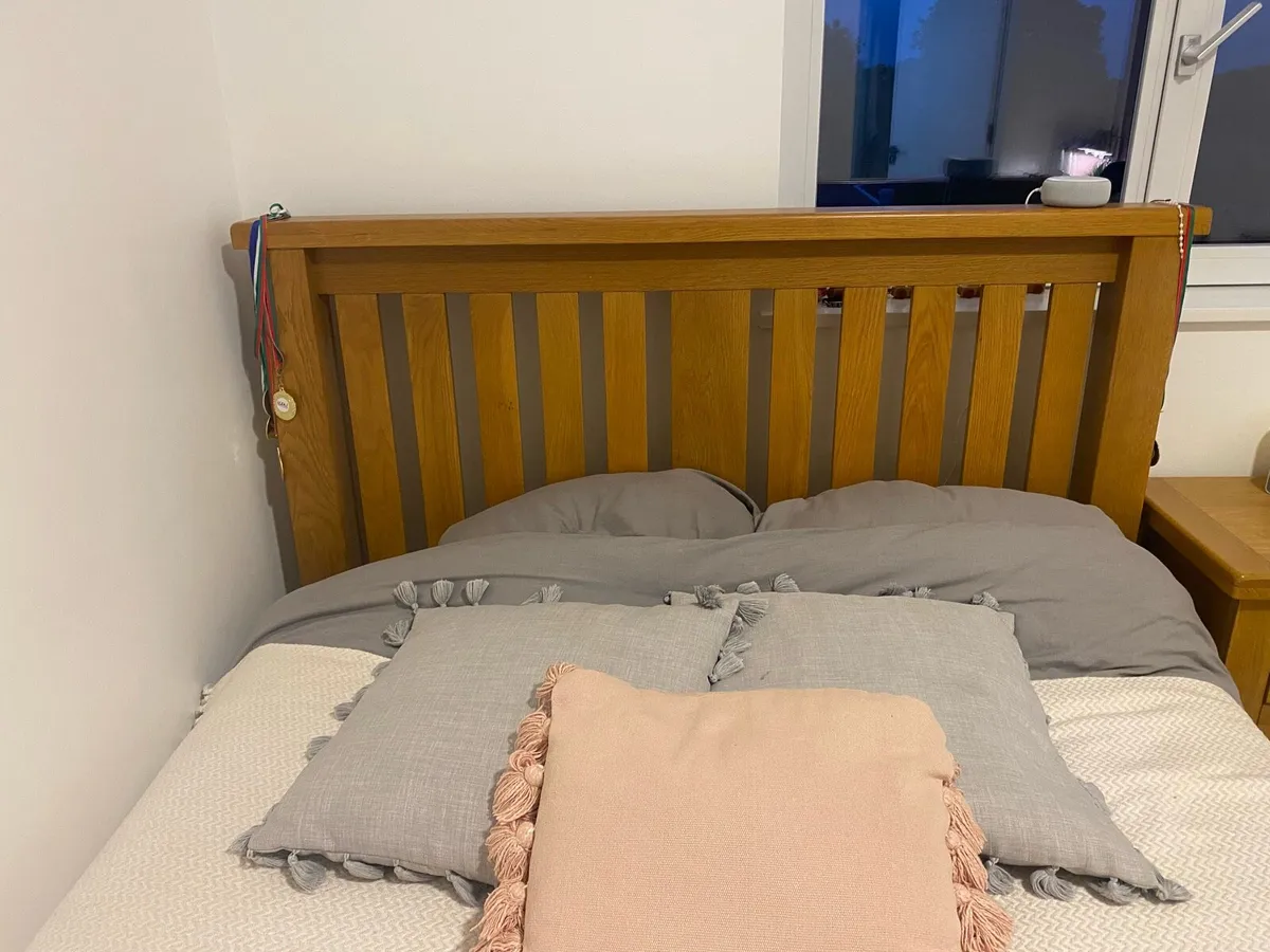 2 double oak beds - Image 2