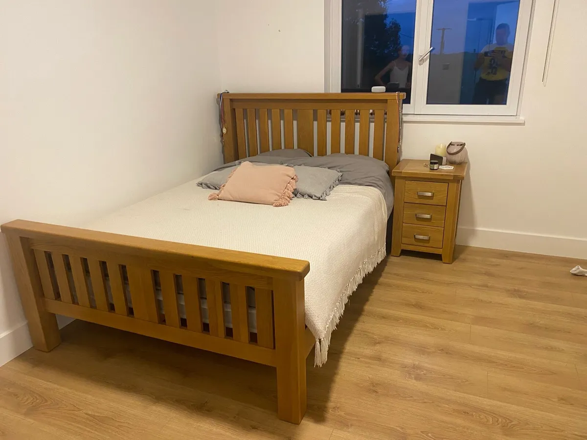 2 double oak beds - Image 4