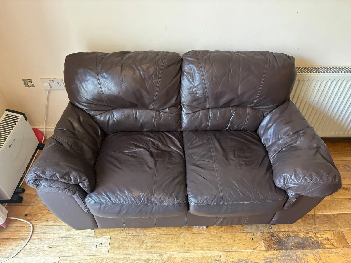 Two Seater Leather Sofa - Image 1