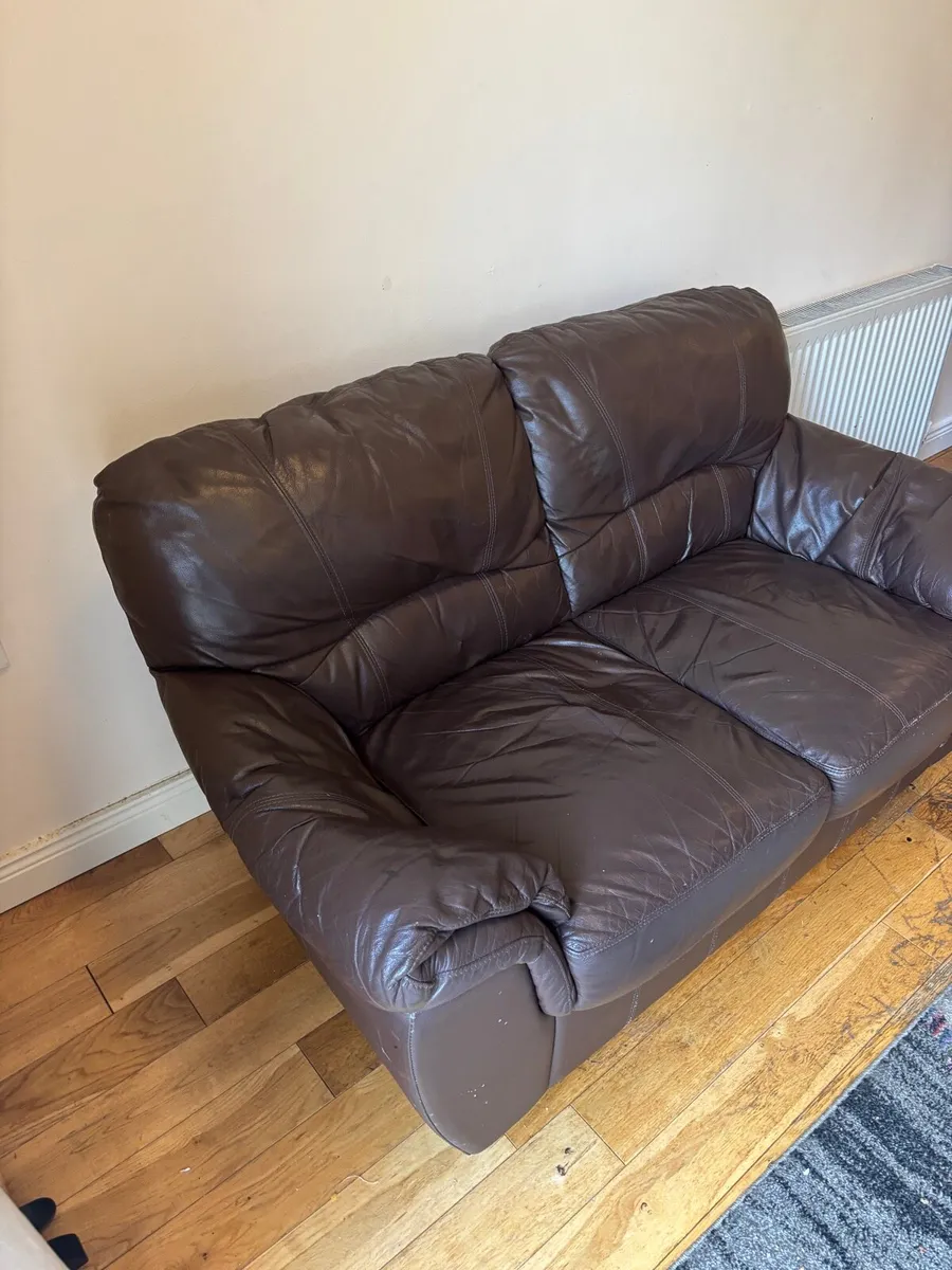 Two Seater Leather Sofa - Image 2
