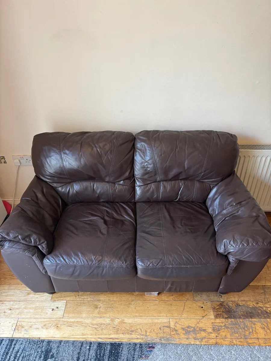 Two Seater Leather Sofa - Image 3
