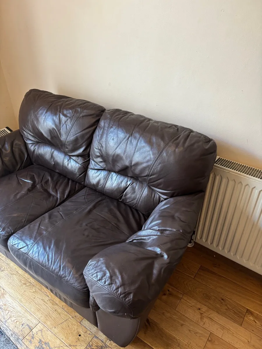 Two Seater Leather Sofa - Image 4