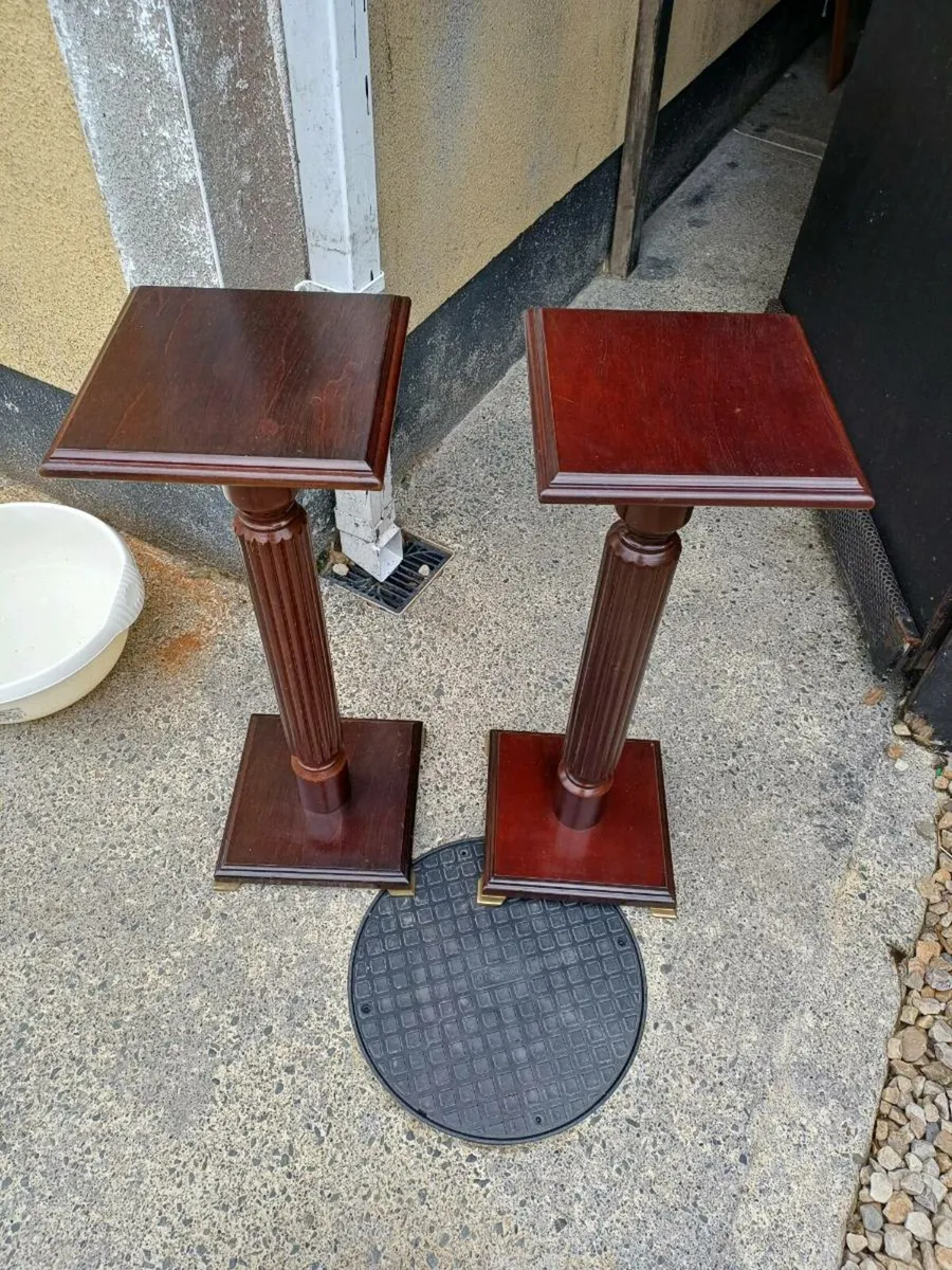 Vintage Mahogany Plant Stands - Image 2
