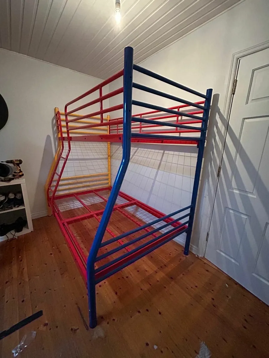 Coloured Double Metal Bunk Bed, Sleeps 3. - Image 3