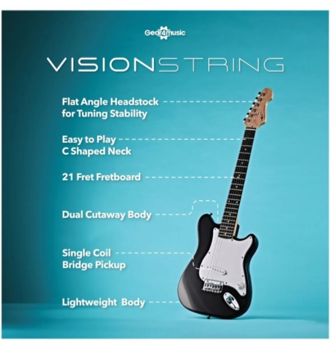 3/4 Electric Guitar and Stand - Image 2