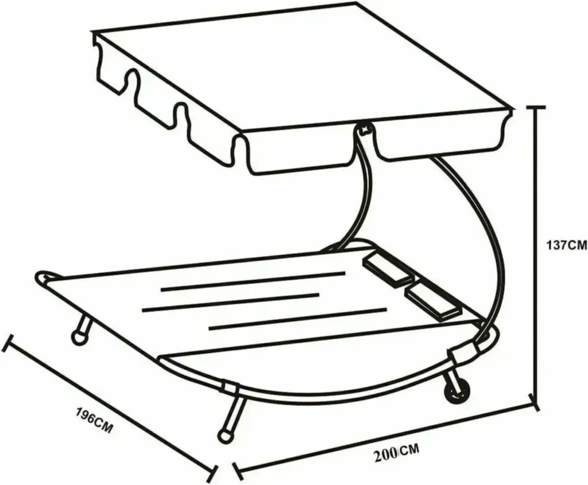 Lounger with Canopy for 2 People Outdoor Use - Image 3