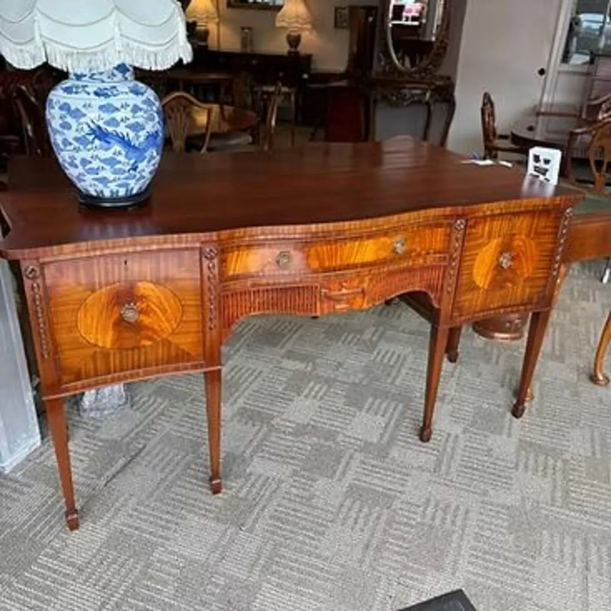 mahogany Georgian style serpentine bow sideboard