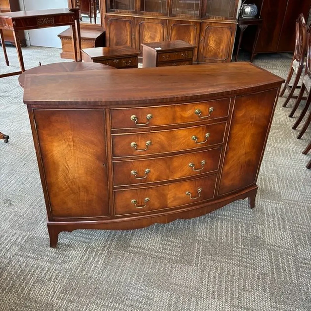 Beautiful mahogany flamed bow front sideboard