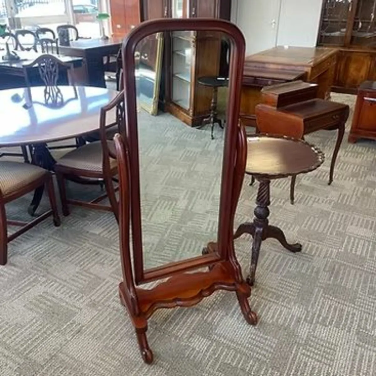 Beautiful solid mahogany cheval floor mirror