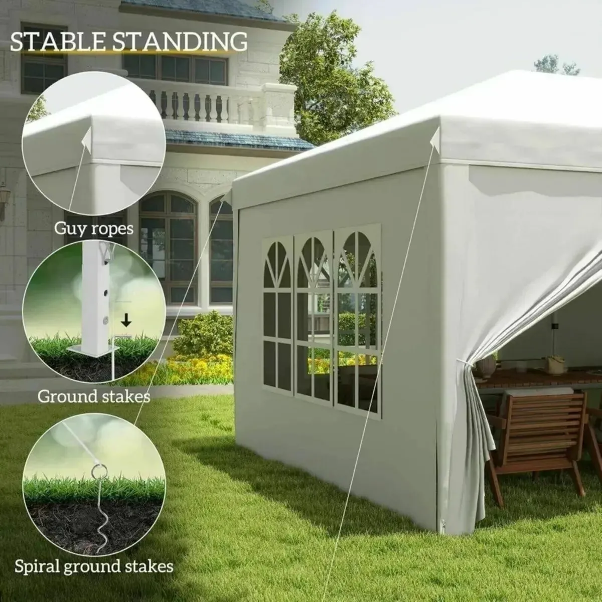 Pop-Up Gazebo 3 m x 6 m with Sides & Windows - Image 4