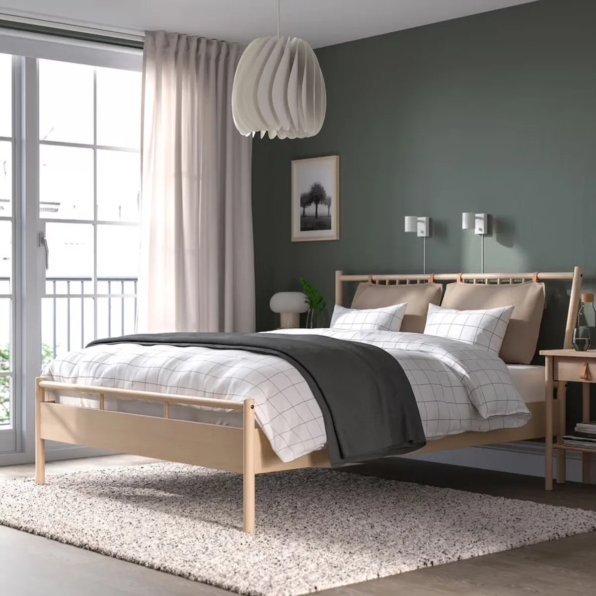 BJÖRKSNÄS Ikea double bed plus mattress for sale - Image 1