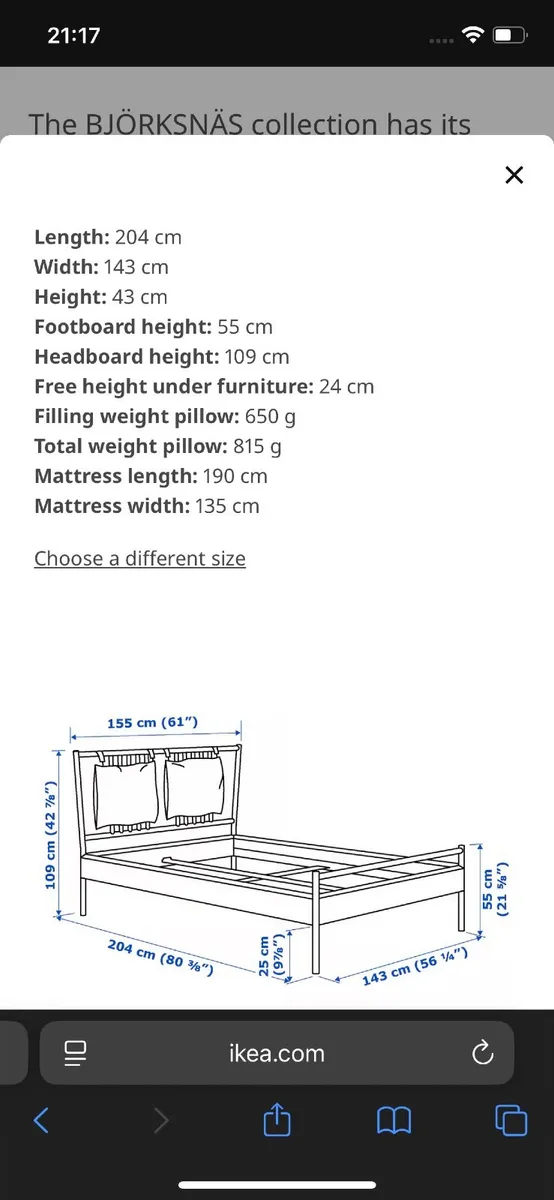 BJÖRKSNÄS Ikea double bed plus mattress for sale - Image 3