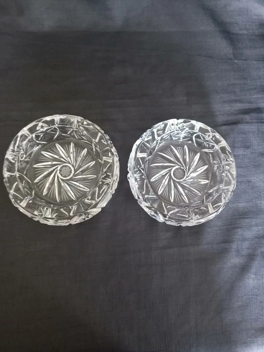 3 Heavy Lead Crystal Ashtrays - Image 1