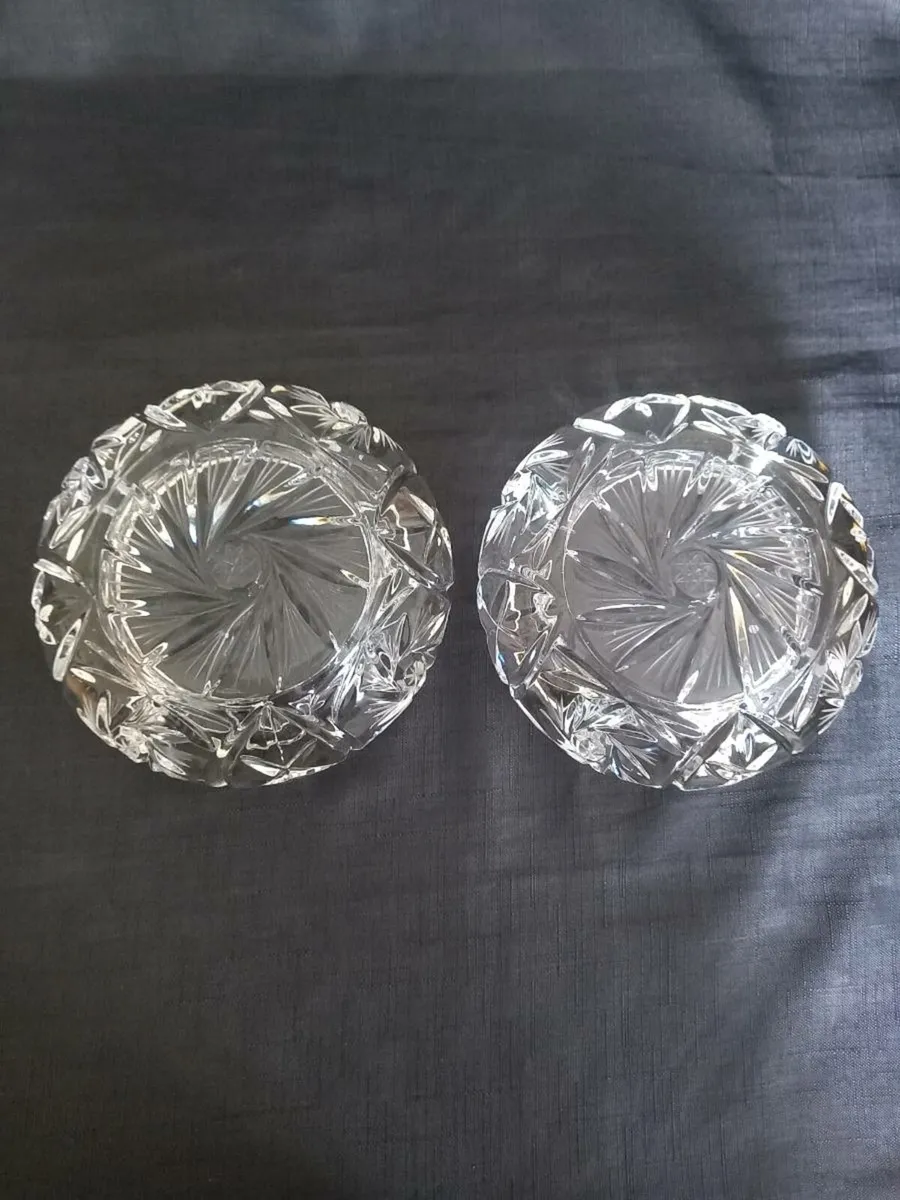 3 Heavy Lead Crystal Ashtrays - Image 2