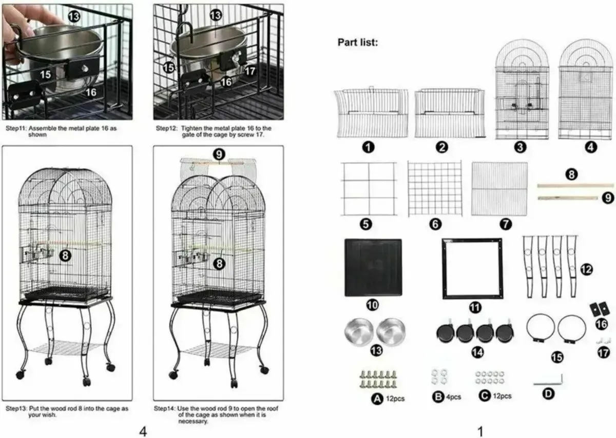 Bird Cage Large Wrought Iron for Small Birds - Image 3