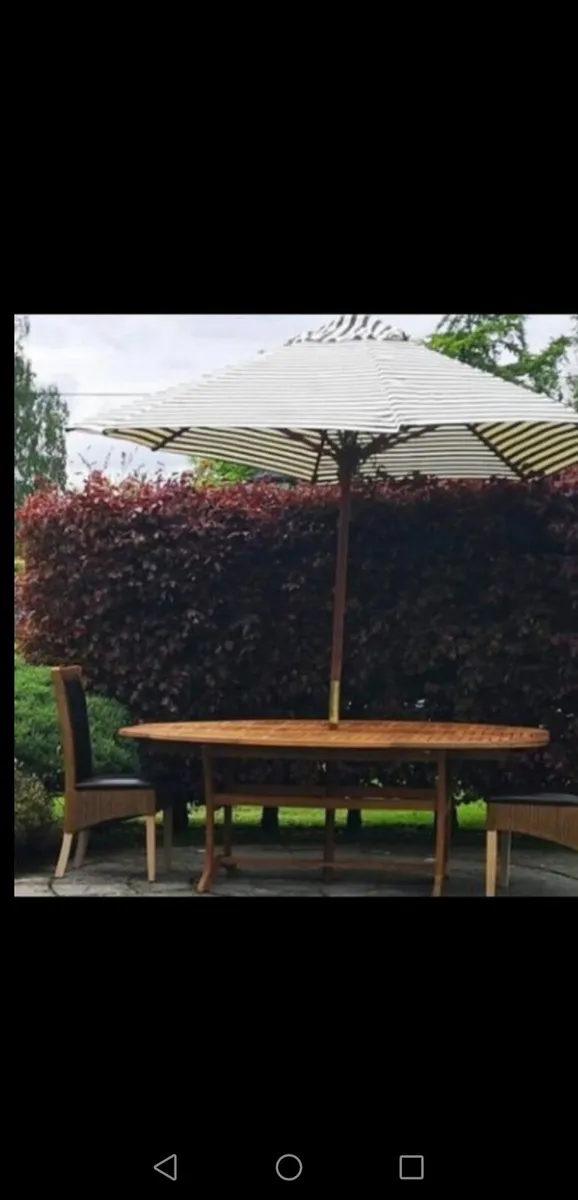 Unusual Oval Garden Solid Teak Adjustable Table