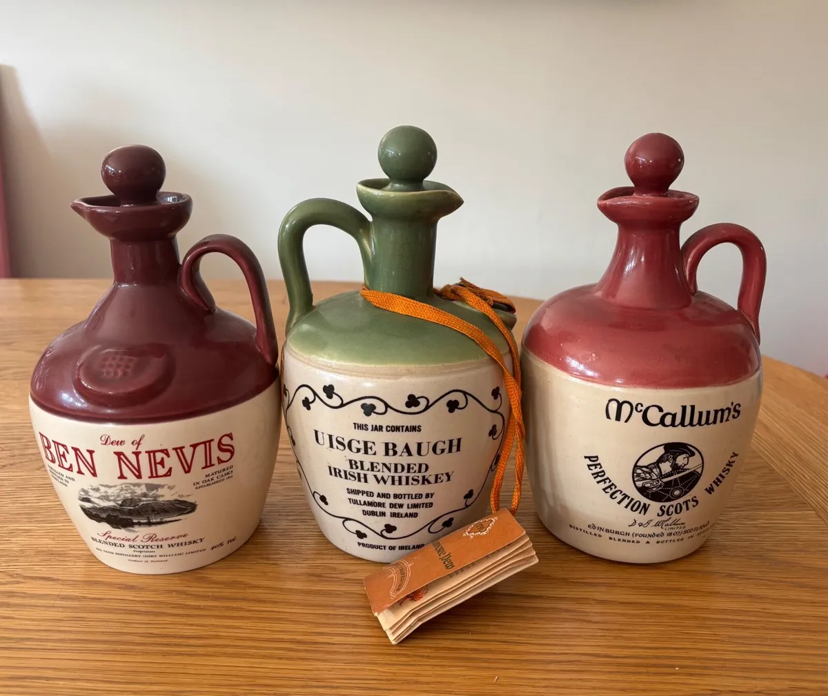 Vintage Ceramic Stoneware Whiskey Jugs x 3 - Image 1