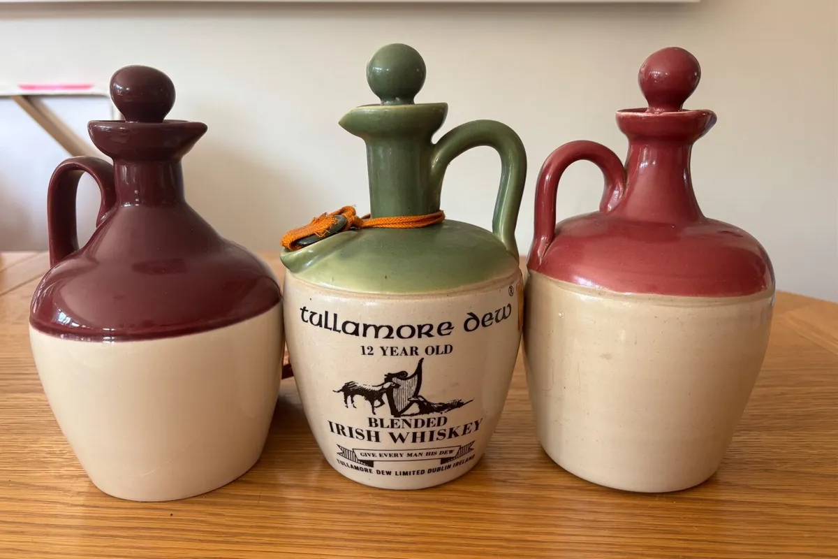 Vintage Ceramic Stoneware Whiskey Jugs x 3 - Image 2